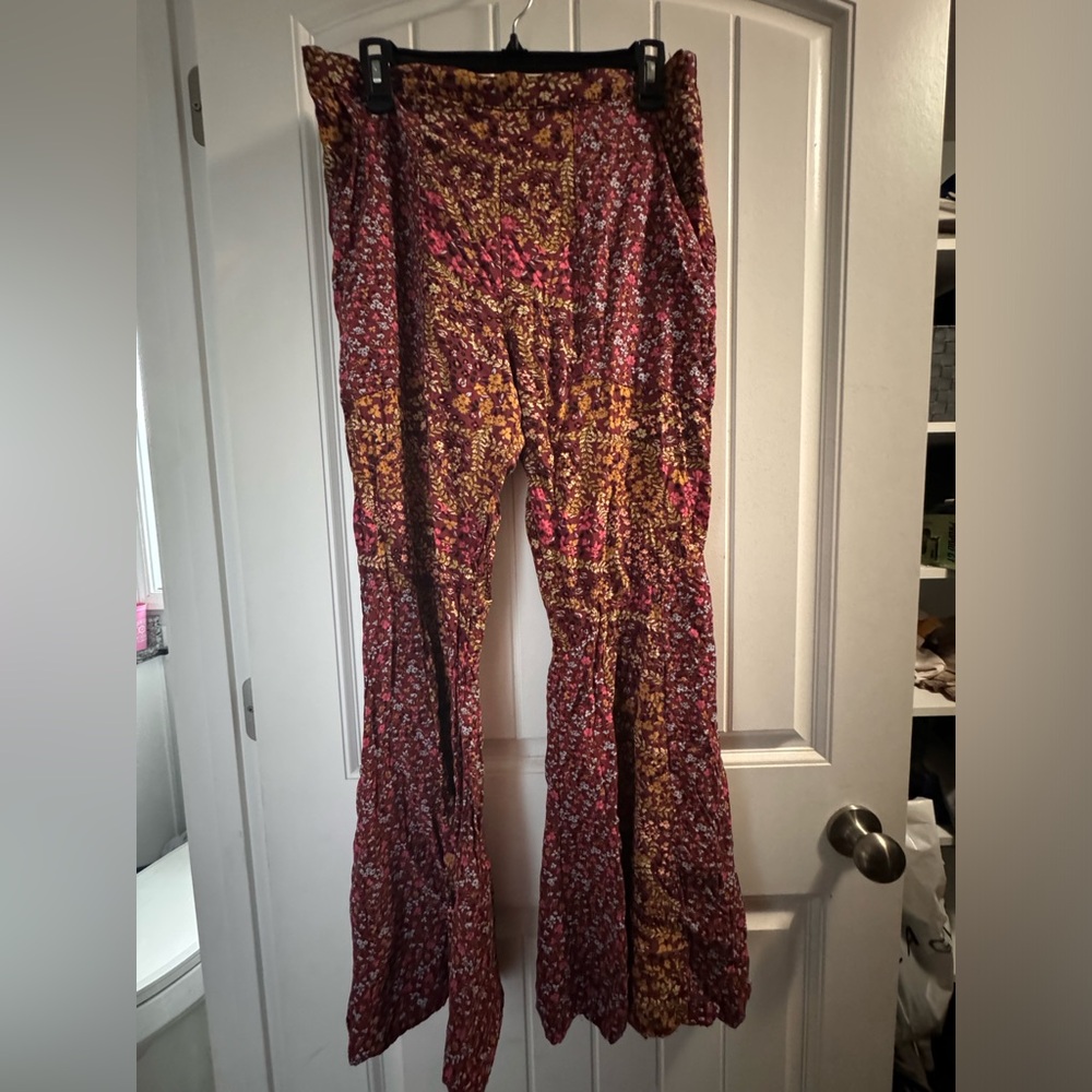 Floral wide flare pants